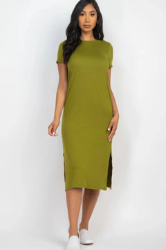 Side slit comfy midi dress Bargain Buzz