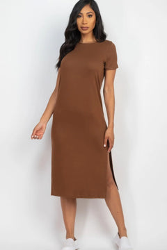 Side slit comfy midi dress Bargain Buzz