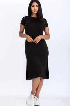 Side slit comfy midi dress Bargain Buzz