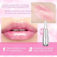 Sparkling Sequins Color-Changing Lipstick: Moisturizing Glitter Gel Ba