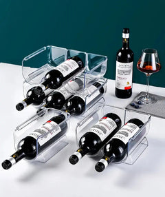 Stackable Plastic Wine & Bottle Holder – Transparent, Space-Saving Org