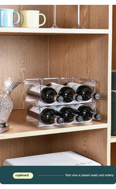 Stackable Plastic Wine & Bottle Holder – Transparent, Space-Saving Org