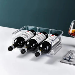 Stackable Plastic Wine & Bottle Holder – Transparent, Space-Saving Org