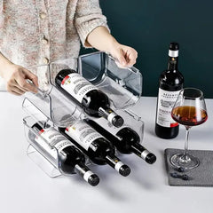 Stackable Plastic Wine & Bottle Holder – Transparent, Space-Saving Org