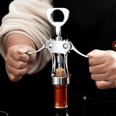 Stainless Steel Winged Wine Opener - Sommelier Corkscrew & Bottle Remo