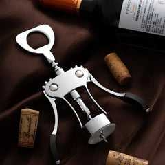 Stainless Steel Winged Wine Opener - Sommelier Corkscrew & Bottle Remo