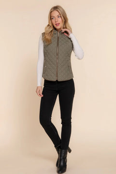 Suede Piping Quilted Padding Vest Bargain Buzz