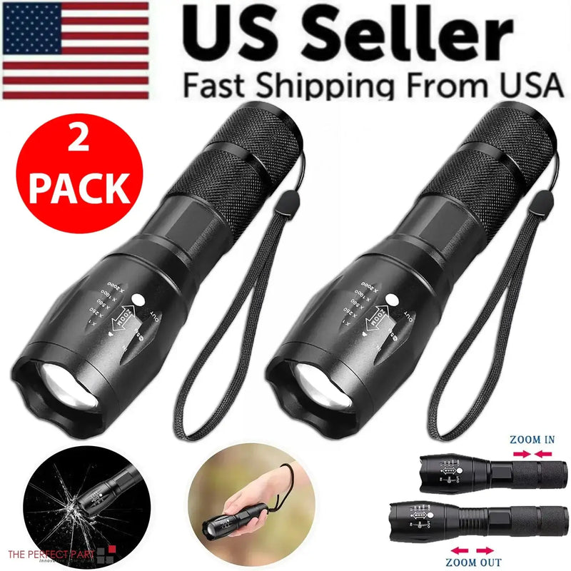 Super-Bright 90000LM LED Tactical Flashlight 5 Modes Zoomable Torch Searchlight Bargain Buzz