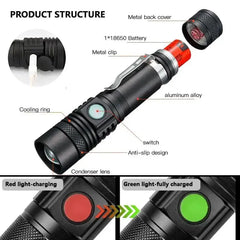 Super Bright 90000LM LED Tactical Flashlight Zoomable With Rechargeable Battery Bargain Buzz