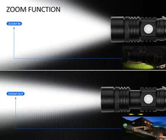 Super Bright 90000LM LED Tactical Flashlight Zoomable With Rechargeable Battery Bargain Buzz