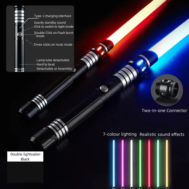 Upgraded Gravity Sensing Lightsaber - 2-in-1 7-Color Rechargeable Toy