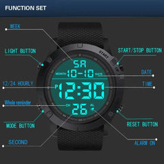 Waterproof Digital Sports Watch Military Tactical LED Backlight Wristwatch Men Bargain Buzz