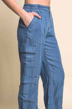 Women's Full-length Tencel Pants With Cargo Pockets