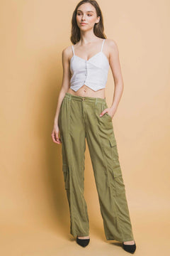 Women's Full-length Tencel Pants With Cargo Pockets