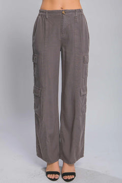 Women's Full-length Tencel Pants With Cargo Pockets