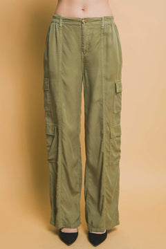 Women's Full-length Tencel Pants With Cargo Pockets