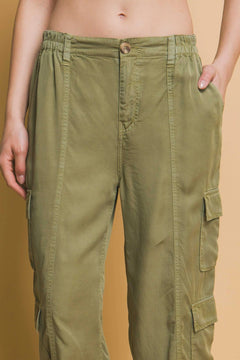 Women's Full-length Tencel Pants With Cargo Pockets