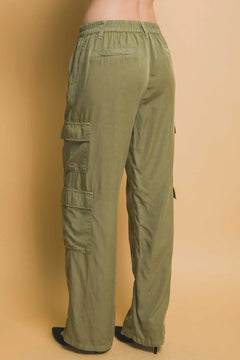 Women's Full-length Tencel Pants With Cargo Pockets