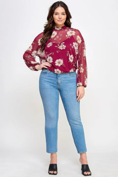 Mesh Floral Ls Top W/cami ccwholesaleclothing