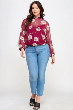 Mesh Floral Ls Top W/cami ccwholesaleclothing