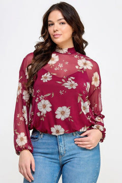 Mesh Floral Ls Top W/cami ccwholesaleclothing