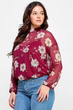 Mesh Floral Ls Top W/cami ccwholesaleclothing